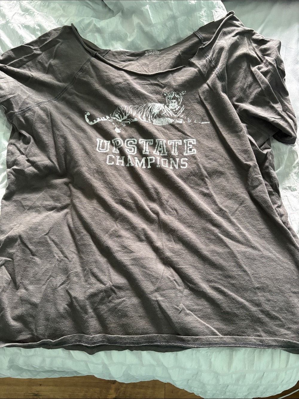 aerie Short Sleeve Tee in Brown with White Graphic - Upstate Champions